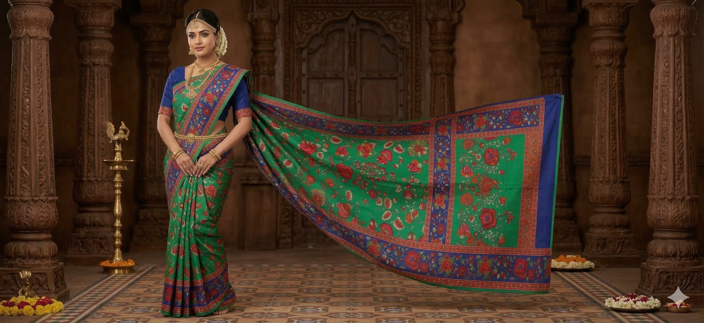 Green Blue and red floralprint - GS12PRCRGRNBRE11