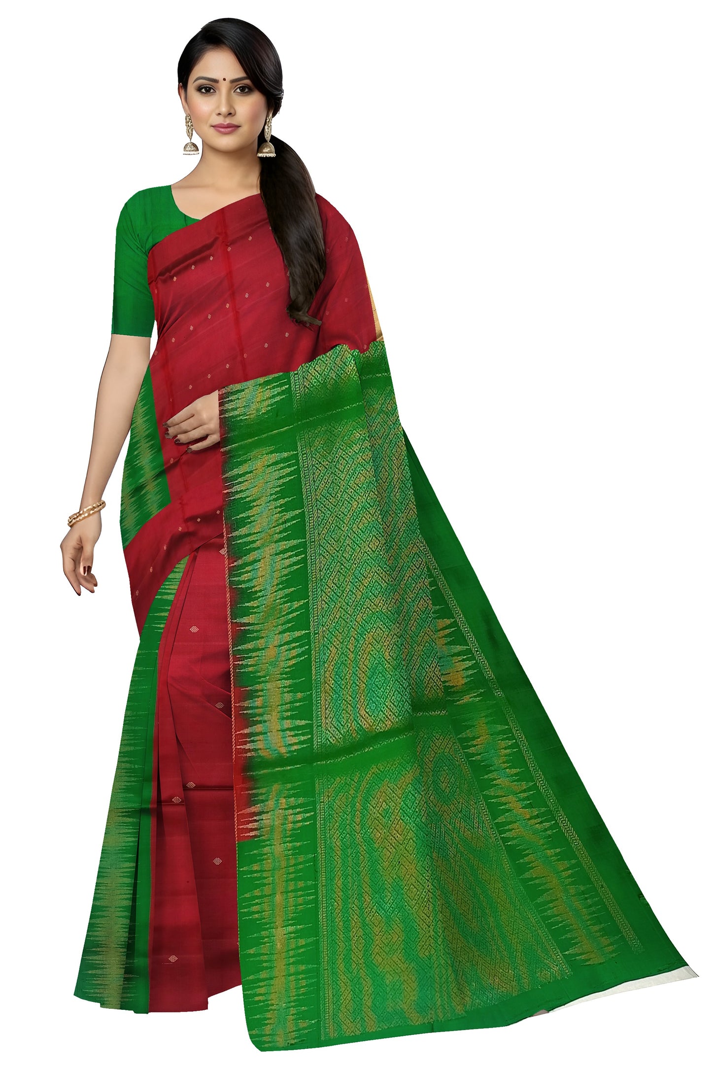 Maroon and Green Dual Colour Butta - RC13SSMAGR14