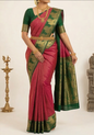 Dark Rani Body Green border Soft Silk - RC11SSDRGR7