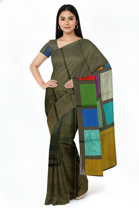 Bottle Green rectangular soft silk - RC11SSBGRD6