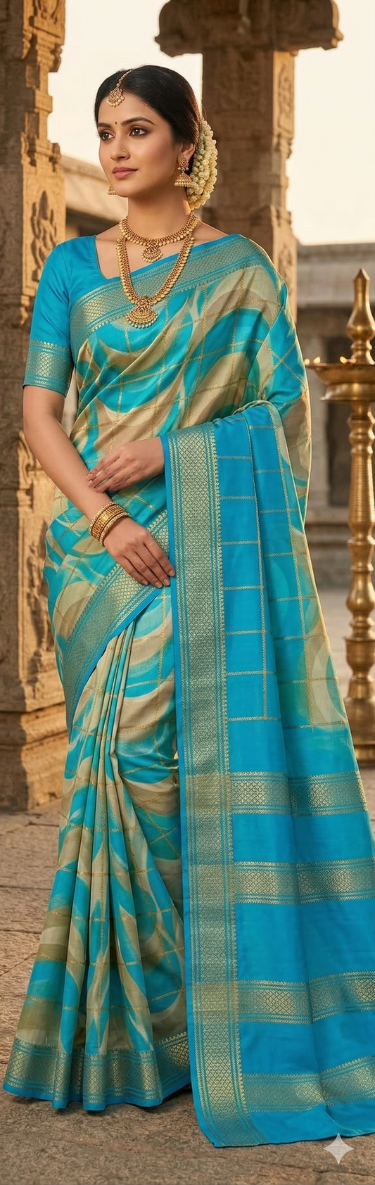 T. Blue Chikko and Tussar Checks - GS12PRCRTBCT10